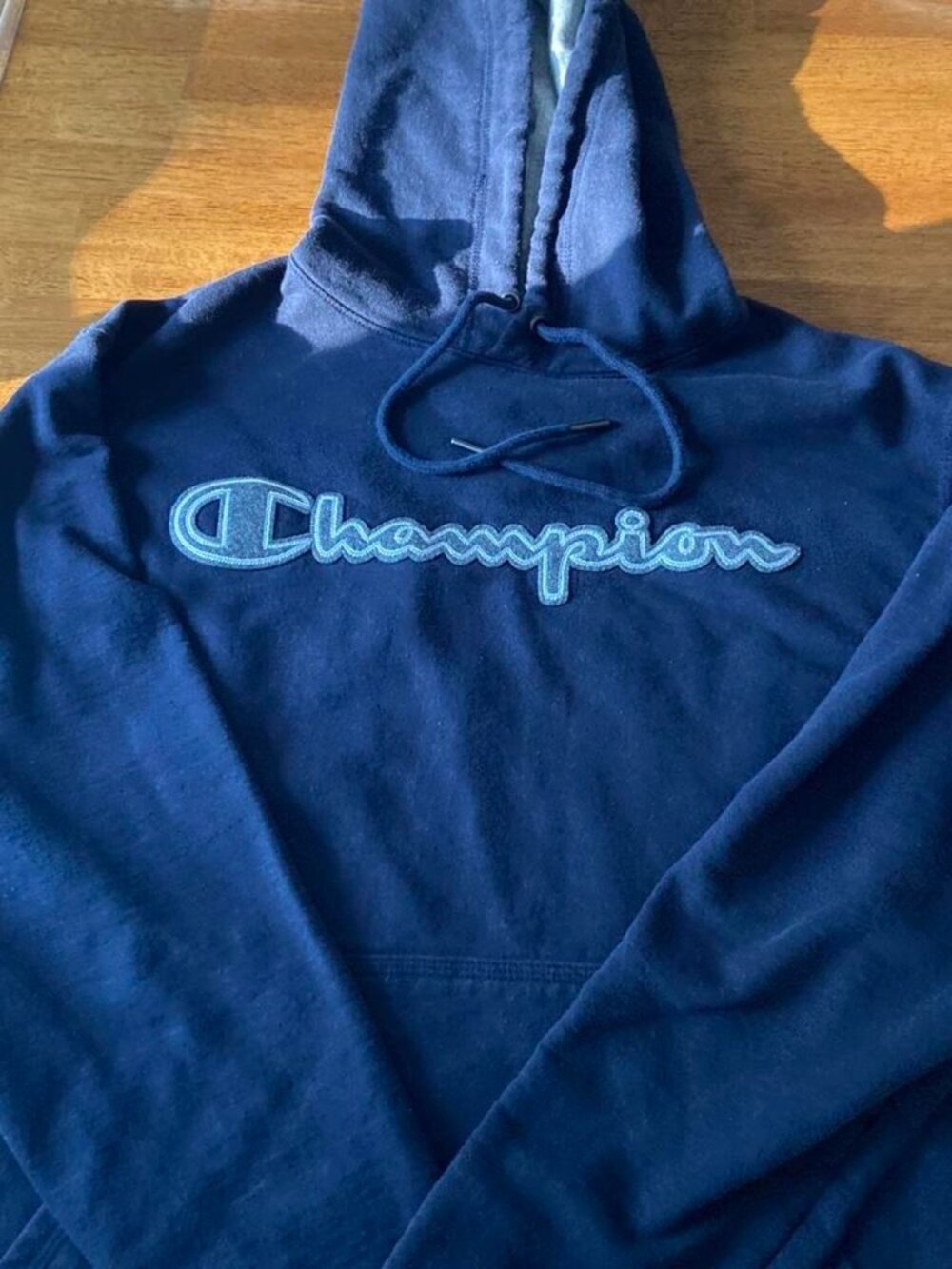 Champion Women's Navy and Blue Hoodie